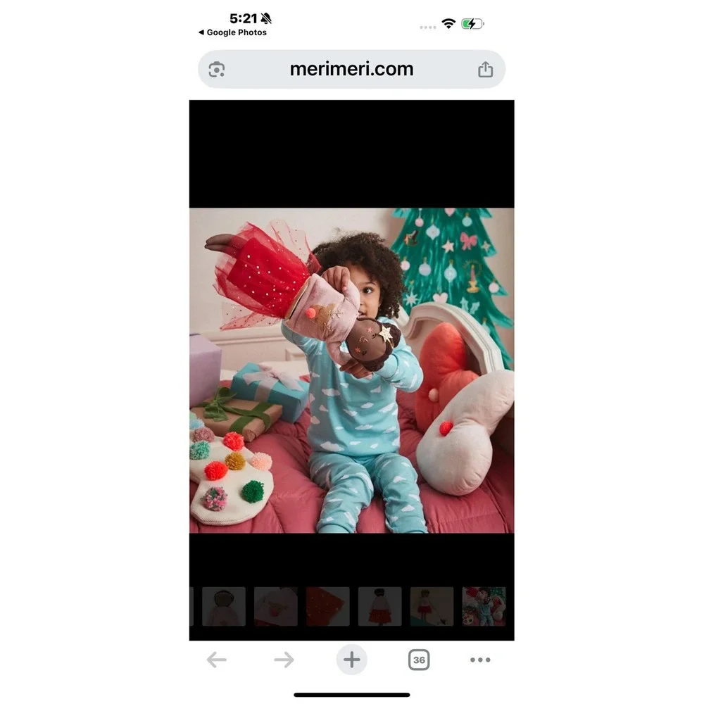 Meri Meri Holly Festive Christmas Holiday rag cloth Plush Doll with Braided Hair